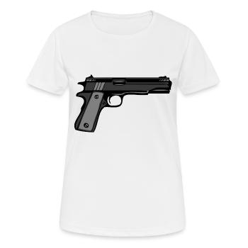 pistolet revolver flingue automatique arme - T-shirt respirant Femme - blanc - Devant - AI Model Female 172 dark (172cm)