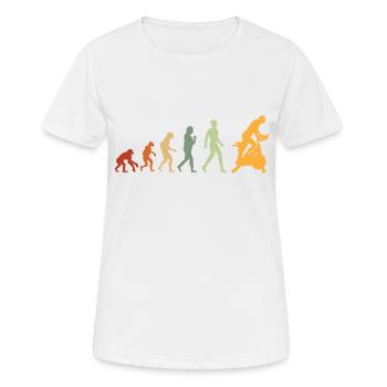 Die Evolution des Bodybuildings Gym Fitness - Frauen T-Shirt atmungsaktiv - Weiß - Vorne - AI Model Female 172 dark (172cm)