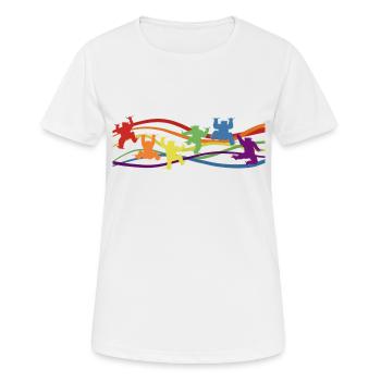 kletternde Bären in Regenbogenfarben, Pride Outfit - Frauen T-Shirt atmungsaktiv - Weiß - Vorne - AI Model Female 172 dark (172cm)