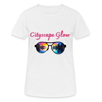 Cityscape Glow, Lunettes de soleil - T-shirt respirant Femme - blanc - Devant - AI Model Female 172 dark (172cm)