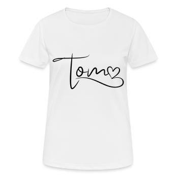 Tom Nom Prénom Coeur Décor - T-shirt respirant Femme - blanc - Devant - AI Model Female 172 dark (172cm)
