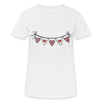 Herzgirlande Herzen - Frauen T-Shirt atmungsaktiv - Weiß - Vorne - AI Model Female 172 dark (172cm)