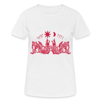 Geri und Freki Wolves of Odin - Frauen T-Shirt atmungsaktiv - Weiß - Vorne - AI Model Female 172 dark (172cm)