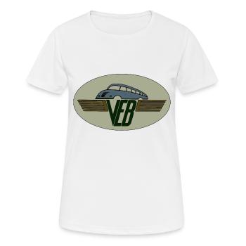 VEB Kraftverkehr - Frauen T-Shirt atmungsaktiv - Weiß - Vorne - AI Model Female 172 dark (172cm)