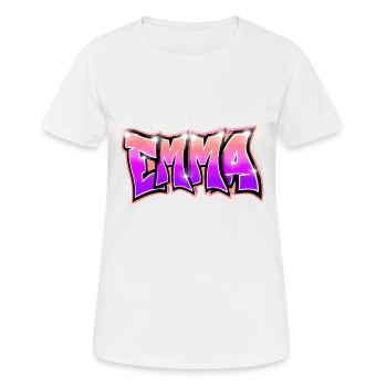 Graffiti Tag Name EMMA Pink - Frauen T-Shirt atmungsaktiv - Weiß - Vorne - AI Model Female 172 dark (172cm)
