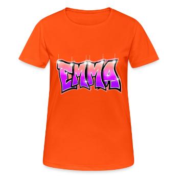 Graffiti Name EMMA Pink - Frauen T-Shirt atmungsaktiv - Neonorange - Vorne - AI Model Female 172 dark (172cm)