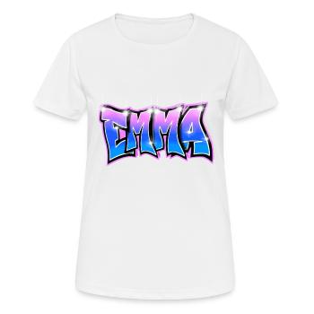 Graffiti Name Emma Pink Blue - Frauen T-Shirt atmungsaktiv - Weiß - Vorne - AI Model Female 172 dark (172cm)