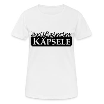 Zertifiziertes Käpsele (1c) - Frauen T-Shirt atmungsaktiv - Weiß - Vorne - AI Model Female 172 dark (172cm)