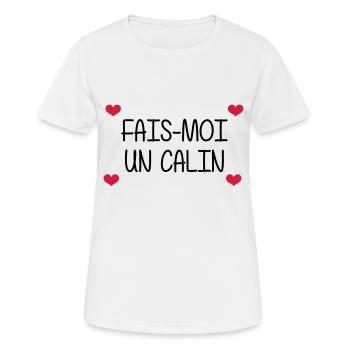 Fais-moi un calin - T-shirt respirant Femme - blanc - Devant - AI Model Female 172 dark (172cm)