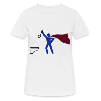 WC Bürste reinigung HEH 3 farb vektor - Frauen T-Shirt atmungsaktiv - Weiß - Vorne - AI Model Female 172 dark (172cm)