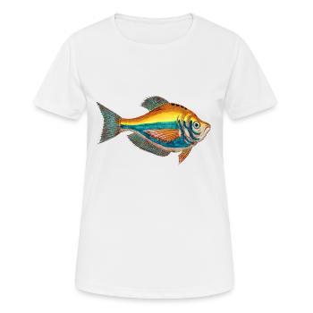 Fischerglück - Anglerglück - Bunter Fisch - Frauen T-Shirt atmungsaktiv - Weiß - Vorne - AI Model Female 172 dark (172cm)