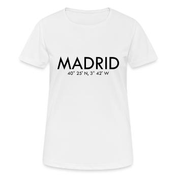 Madrid - Spain - Coordinates - Latitude Longitude - Women's Breathable T-Shirt - white - Front - AI Model Female 172 dark (172cm)