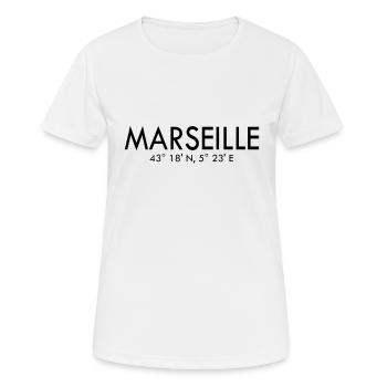 Marseille - France - Coordinates - Latitude - Women's Breathable T-Shirt - white - Front - AI Model Female 172 dark (172cm)