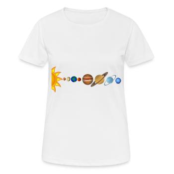 Système solaire - T-shirt respirant Femme - blanc - Devant - AI Model Female 172 dark (172cm)
