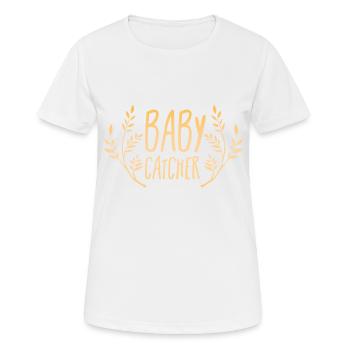baby catcher - Baby Receveur - T-shirt respirant Femme - blanc - Devant - AI Model Female 172 dark (172cm)