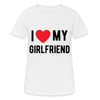 J’aime ma petite amie - T-shirt respirant Femme - blanc - Devant - AI Model Female 172 dark (172cm)