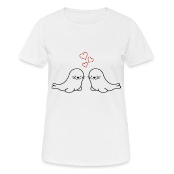 seehunde verliebt - Frauen T-Shirt atmungsaktiv - Weiß - Vorne - AI Model Female 172 dark (172cm)