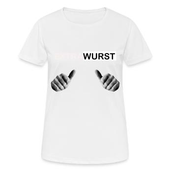 Extrawurst - Frauen T-Shirt atmungsaktiv - Weiß - Vorne - AI Model Female 172 dark (172cm)