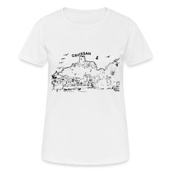 village gruissan flamant - T-shirt respirant Femme - blanc - Devant - AI Model Female 172 dark (172cm)