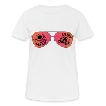 Lunettes de soleil Summer Sunset - T-shirt respirant Femme - blanc - Devant - AI Model Female 172 dark (172cm)