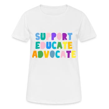 Soutenez l’éducation et le défenseur - T-shirt respirant Femme - blanc - Devant - AI Model Female 172 dark (172cm)