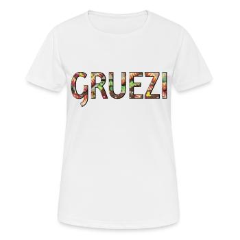 GRUEZI - Frauen T-Shirt atmungsaktiv - Weiß - Vorne - AI Model Female 172 dark (172cm)