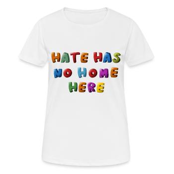 La haine n’a pas sa place ici - T-shirt respirant Femme - blanc - Devant - AI Model Female 172 dark (172cm)
