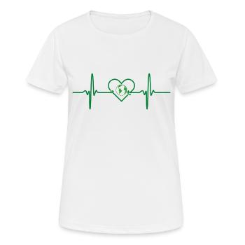 Environnement de battement de cœur durable - T-shirt respirant Femme - blanc - Devant - AI Model Female 172 dark (172cm)