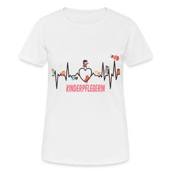 Kinderpflegerin mit Herz Herzlinie Kind Krippe Fun - Frauen T-Shirt atmungsaktiv - Weiß - Vorne - AI Model Female 172 dark (172cm)