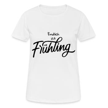 Endlich ist Frühling - Frauen T-Shirt atmungsaktiv - Weiß - Vorne - AI Model Female 172 dark (172cm)