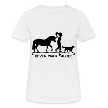 never walk alone - mit Pferd und Hund - Frauen T-Shirt atmungsaktiv - Weiß - Vorne - AI Model Female 172 dark (172cm)