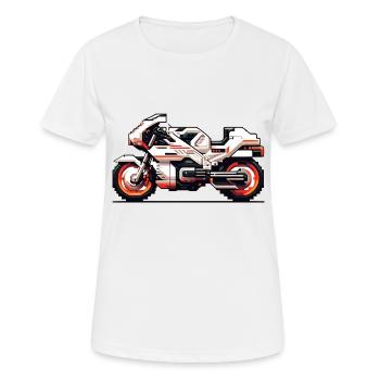 Motorrad Rennmaschine als 8 Bit Vector - Frauen T-Shirt atmungsaktiv - Weiß - Vorne - AI Model Female 172 dark (172cm)
