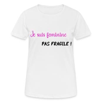 Je suis féminine pas fragile - PNK BLK - T-shirt respirant Femme - blanc - Devant - AI Model Female 172 dark (172cm)