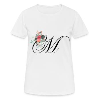 Buchstabe m blumig - Frauen T-Shirt atmungsaktiv - Weiß - Vorne - AI Model Female 172 dark (172cm)