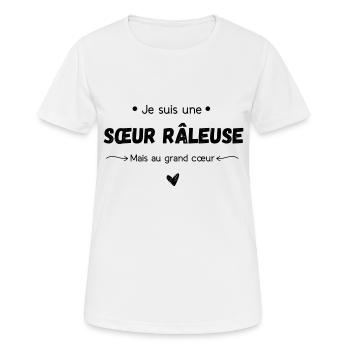 Je suis une sœur râleuse mais au grand Cœur - T-shirt respirant Femme - blanc - Devant - AI Model Female 172 dark (172cm)