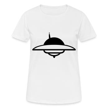 fliegende Untertasse - Frauen T-Shirt atmungsaktiv - Weiß - Vorne - AI Model Female 172 dark (172cm)