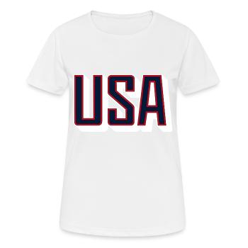 USA 2024 - Women's Breathable T-Shirt - white - Front - AI Model Female 172 dark (172cm)