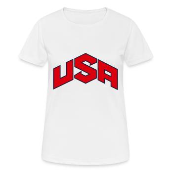 USA - Women's Breathable T-Shirt - white - Front - AI Model Female 172 dark (172cm)
