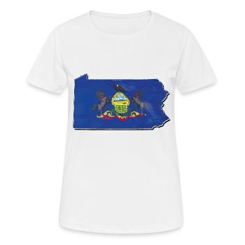 Pennsylvania Flagge in der Pennsylvania Landkarte - Frauen T-Shirt atmungsaktiv - Weiß - Vorne - AI Model Female 172 dark (172cm)