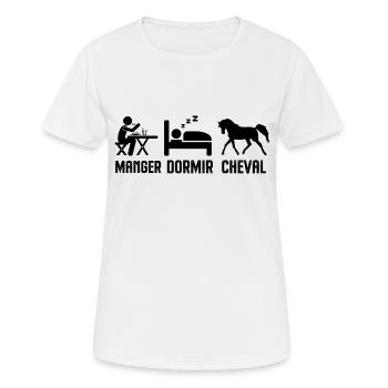 Manger dormir et faire du cheval - T-shirt respirant Femme - blanc - Devant - AI Model Female 172 dark (172cm)