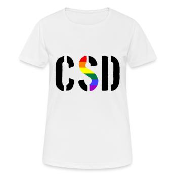 CSD - Christopher Street Day - Gay - Lesbienne - T-shirt respirant Femme - blanc - Devant - AI Model Female 172 dark (172cm)