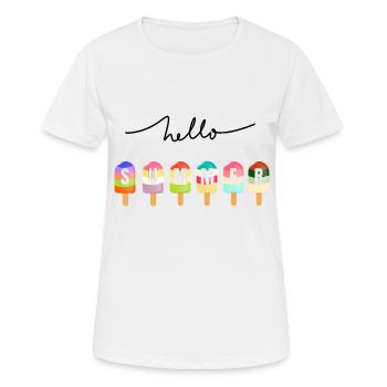Hello Summer - T-shirt respirant Femme - blanc - Devant - AI Model Female 172 dark (172cm)