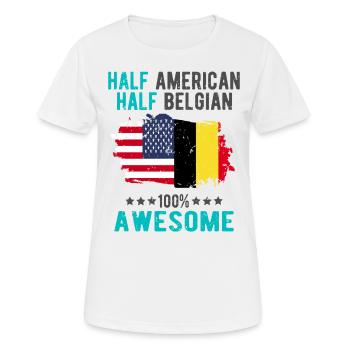 Moitié américain moitié belge - T-shirt respirant Femme - blanc - Devant - AI Model Female 172 dark (172cm)