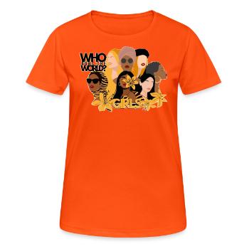 Qui dirige le monde - FILLES - JOURNÉE DE LA FEMME JOURNÉE DE LA FEMME - T-shirt respirant Femme - orange néon - Devant - AI Model Female 172 dark (172cm)
