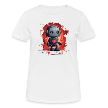 ROBOTS WITH HEART DESIGN - Women's Breathable T-Shirt - white - Front - AI Model Female 172 dark (172cm)
