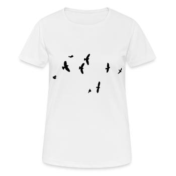 Oiseaux dans le ciel - T-shirt respirant Femme - blanc - Devant - AI Model Female 172 dark (172cm)