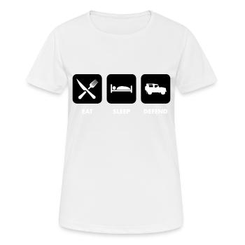 Eat, Sleep & Defend - Women's Breathable T-Shirt - white - Front - AI Model Female 172 dark (172cm)