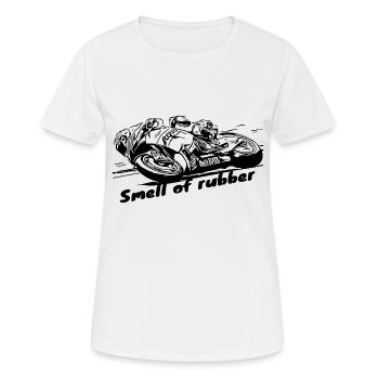 Der Geruch von Gummi 2 Motorradkollektion - Frauen T-Shirt atmungsaktiv - Weiß - Vorne - AI Model Female 172 dark (172cm)