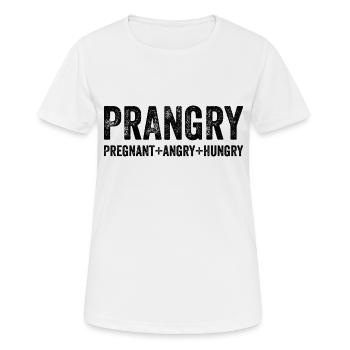PRANGRY Pregnant Angry Hungry lustiges Geschenk - Frauen T-Shirt atmungsaktiv - Weiß - Vorne - AI Model Female 172 dark (172cm)