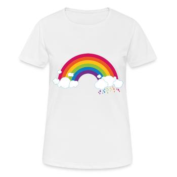 Regenbogen mit Wolke - Frauen T-Shirt atmungsaktiv - Weiß - Vorne - AI Model Female 172 dark (172cm)
